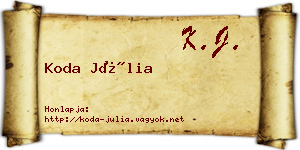 Koda Júlia névjegykártya
